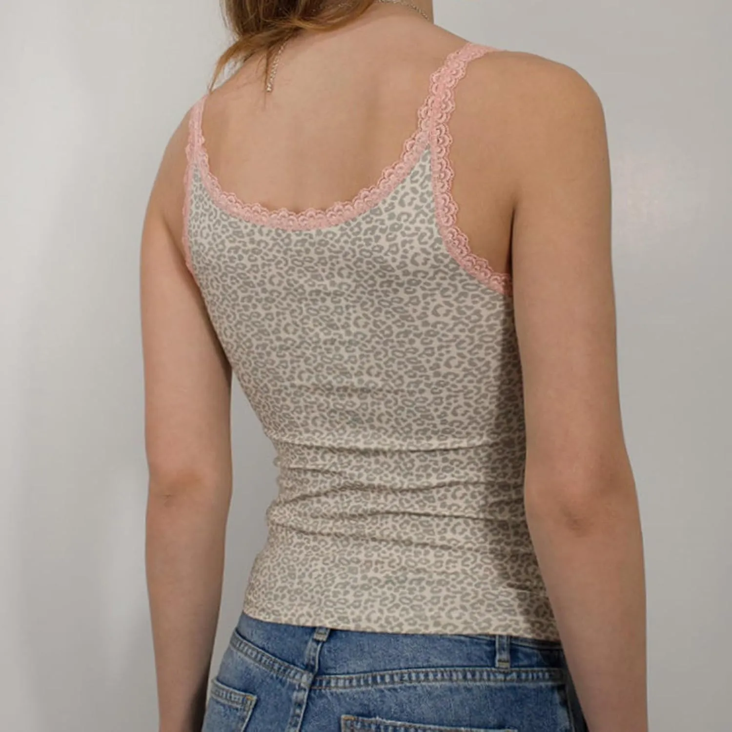 Women Y2k Lace Trim Camisole Polka Dot Print V Neck Tank Crop Top Slim Fit Spaghetti Strap Vest Summer Streetwear