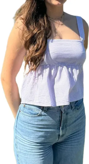 Women Y2k Square Neck Babydoll Crop Tank Top Sleeveless Ruffle Flowy Camisole Open Back Bow Tie Peplum Cami Shirts