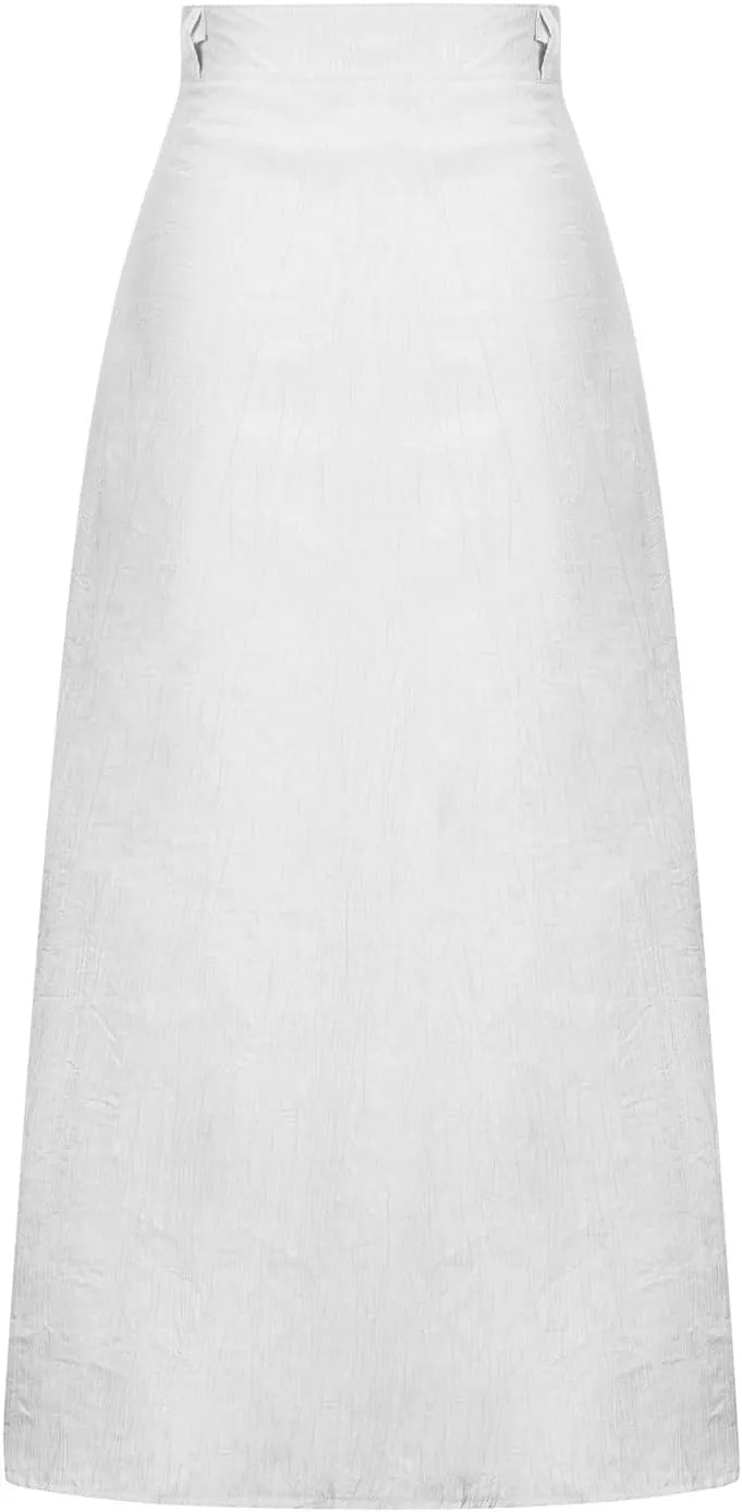 Womens Button Front Flowy Maxi Skirt High Waisted Plisse A Line Skirts 2025 Summer Casual Pleated Flared Long Skirt