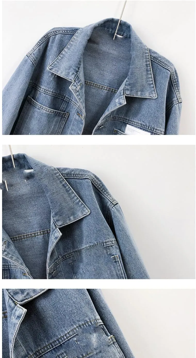 Women's casual denim jacket spring and summer long-sleeved top