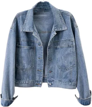 Women's casual denim jacket spring and summer long-sleeved top
