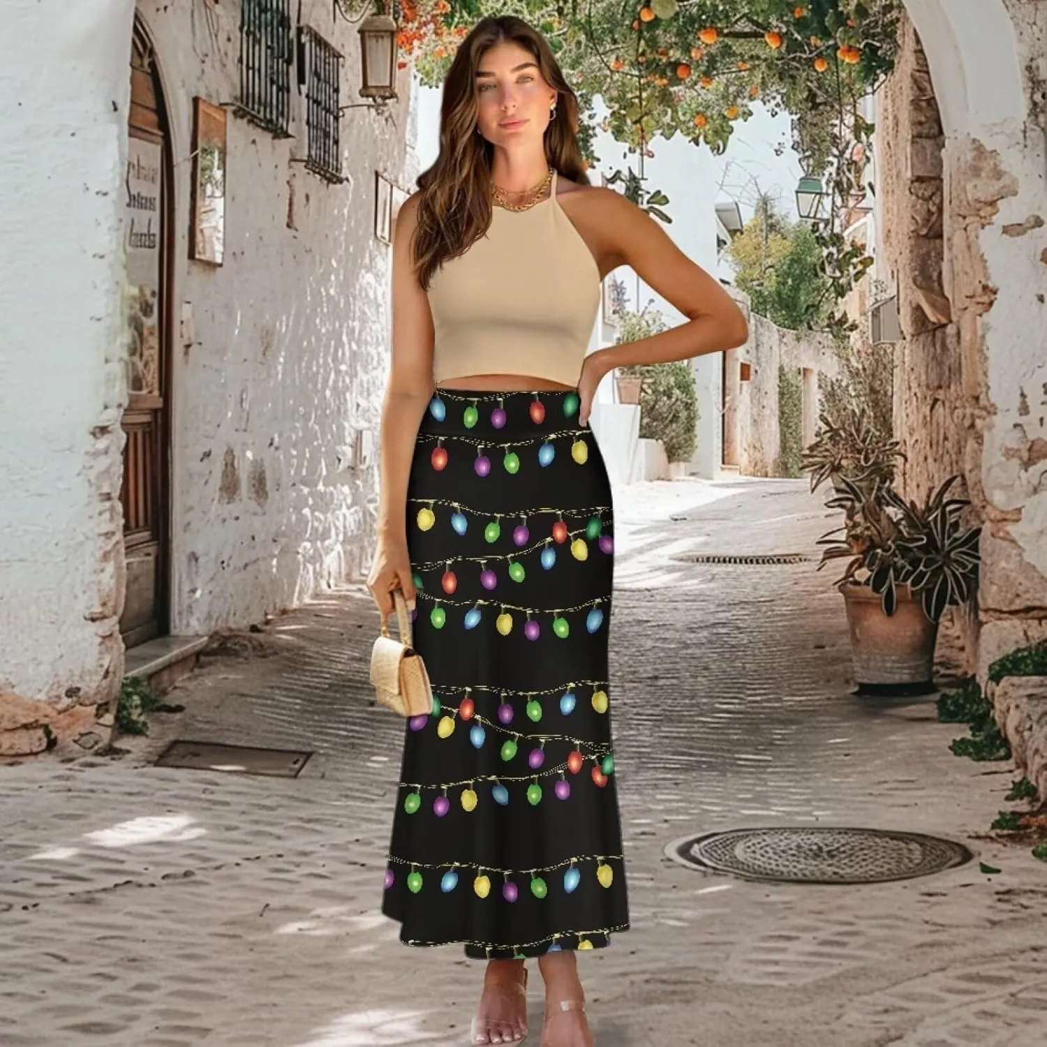 Women's Casual High Waisted Fishtail Bodycon Long Maxi Skirt A-Line Flared Maxi Skirts Fit Cocktail Party Wedding