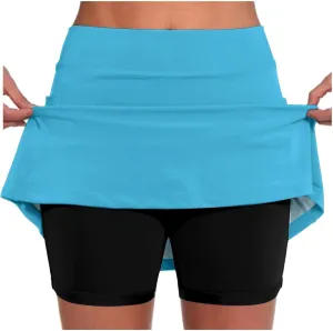 Womens Colorblock Skorts with Pockets Tummy Control Plus Size Dressy Casual Yoga Built in Shorts Workout Outfits