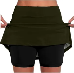 Womens Colorblock Skorts with Pockets Tummy Control Plus Size Dressy Casual Yoga Built in Shorts Workout Outfits