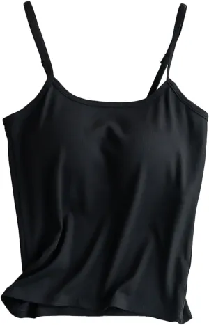 Women'S Cotton Tank Top with Shelf Bra Adjustable Wider Strap Camisole Basic Cami Tanks Sleeveless Layer Top