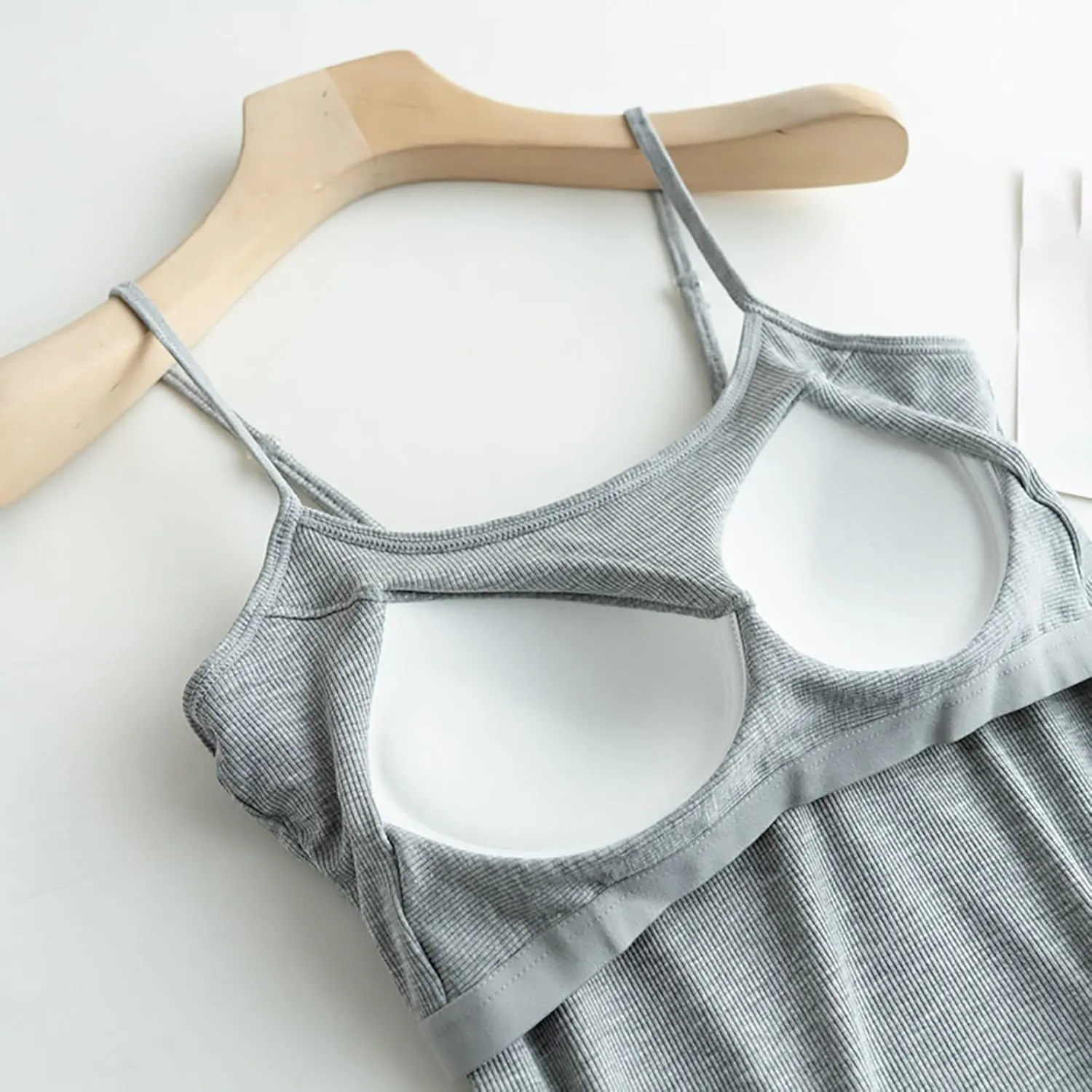 Women'S Cotton Tank Top with Shelf Bra Adjustable Wider Strap Camisole Basic Cami Tanks Sleeveless Layer Top