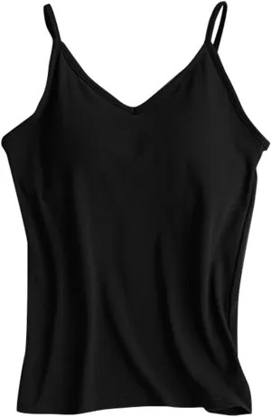 Women'S Cotton Tank Top with Shelf Bra Adjustable Wider Strap Camisole Basic Cami Tanks Sleeveless Layer Top