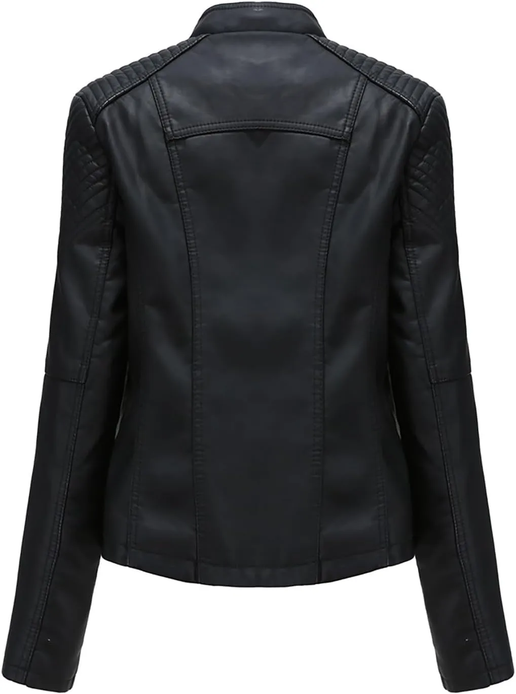 Womens Cropped Faux Leather Jackets Plus Size Slim Fit Moto Bike Coats Lapel Fashion Zipper Motorcycle Suit Jacket