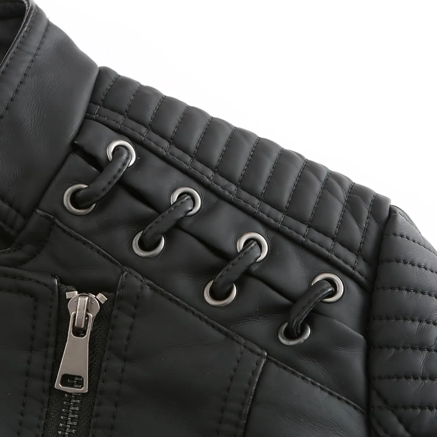 Womens Cropped Faux Leather Jackets Plus Size Slim Fit Moto Bike Coats Lapel Fashion Zipper Motorcycle Suit Jacket