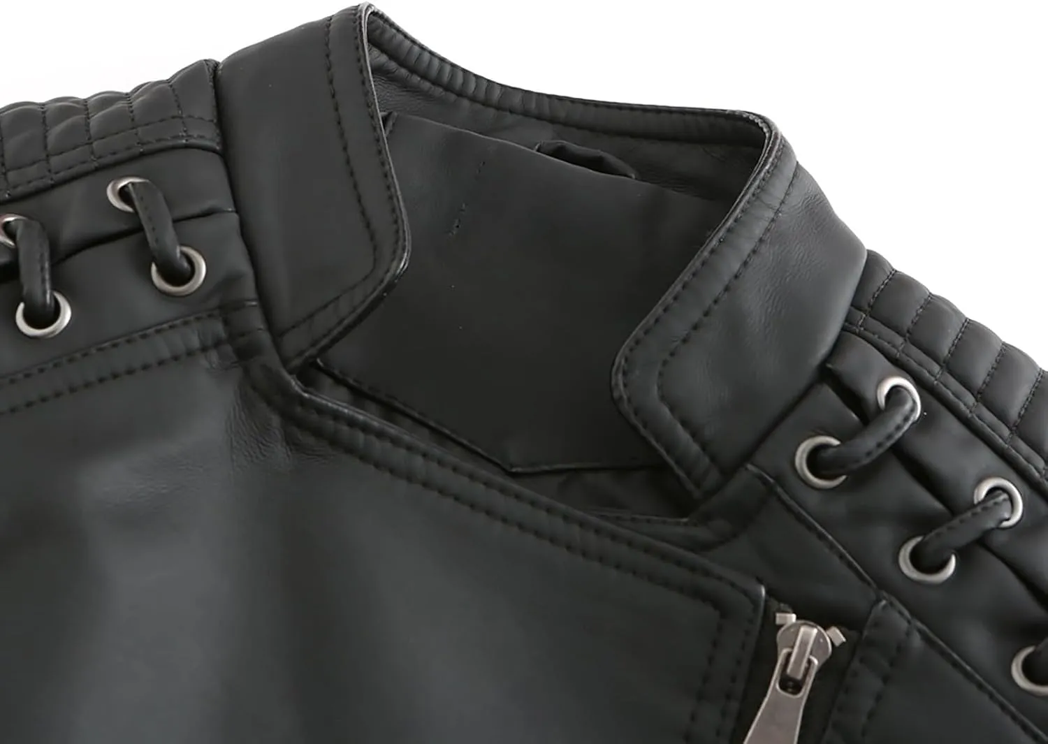 Womens Cropped Faux Leather Jackets Plus Size Slim Fit Moto Bike Coats Lapel Fashion Zipper Motorcycle Suit Jacket