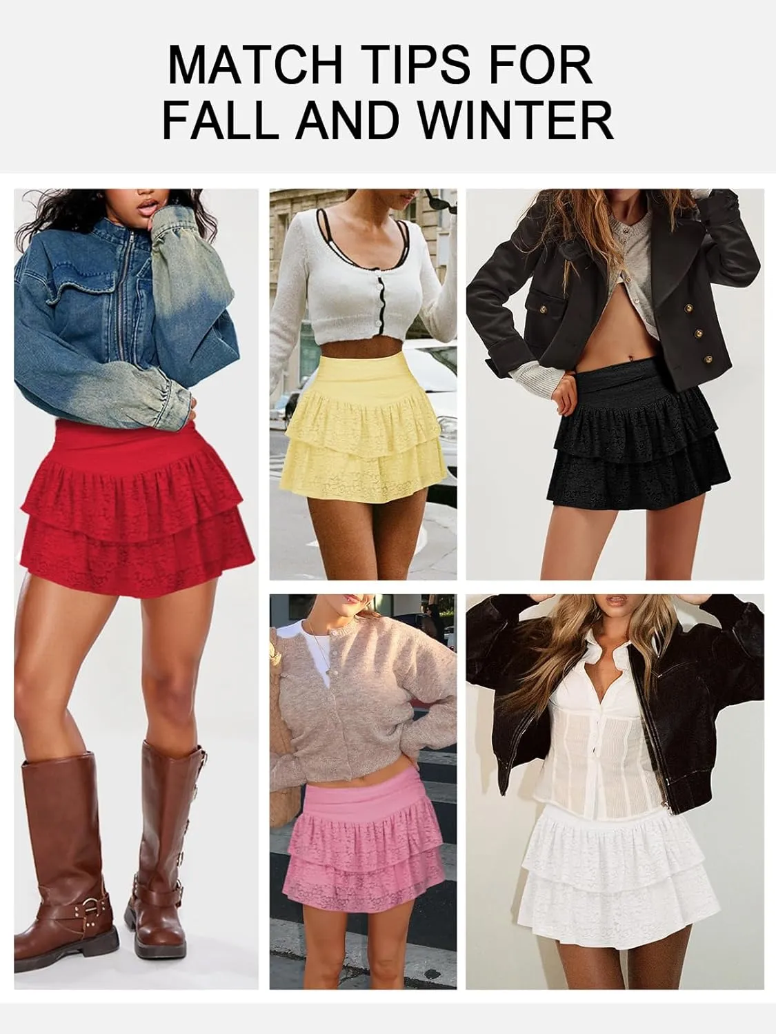 Women's Cute Ruffle Mini Skirt Y2K Party Club Short Skirts for Women Sexy Lace Flared Flowy Casual Swing Beach Skirt