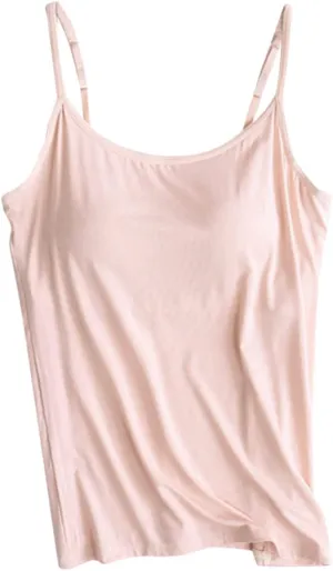 Women's Fit Camisole with Built in Bra Spaghetti Straps Camis Tank Cotton Undershirts Tank Tops for Women 2025