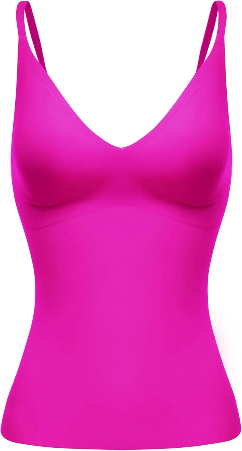 Women's Fit Camisole with Built in Bra - Spaghetti Straps Camis Tank