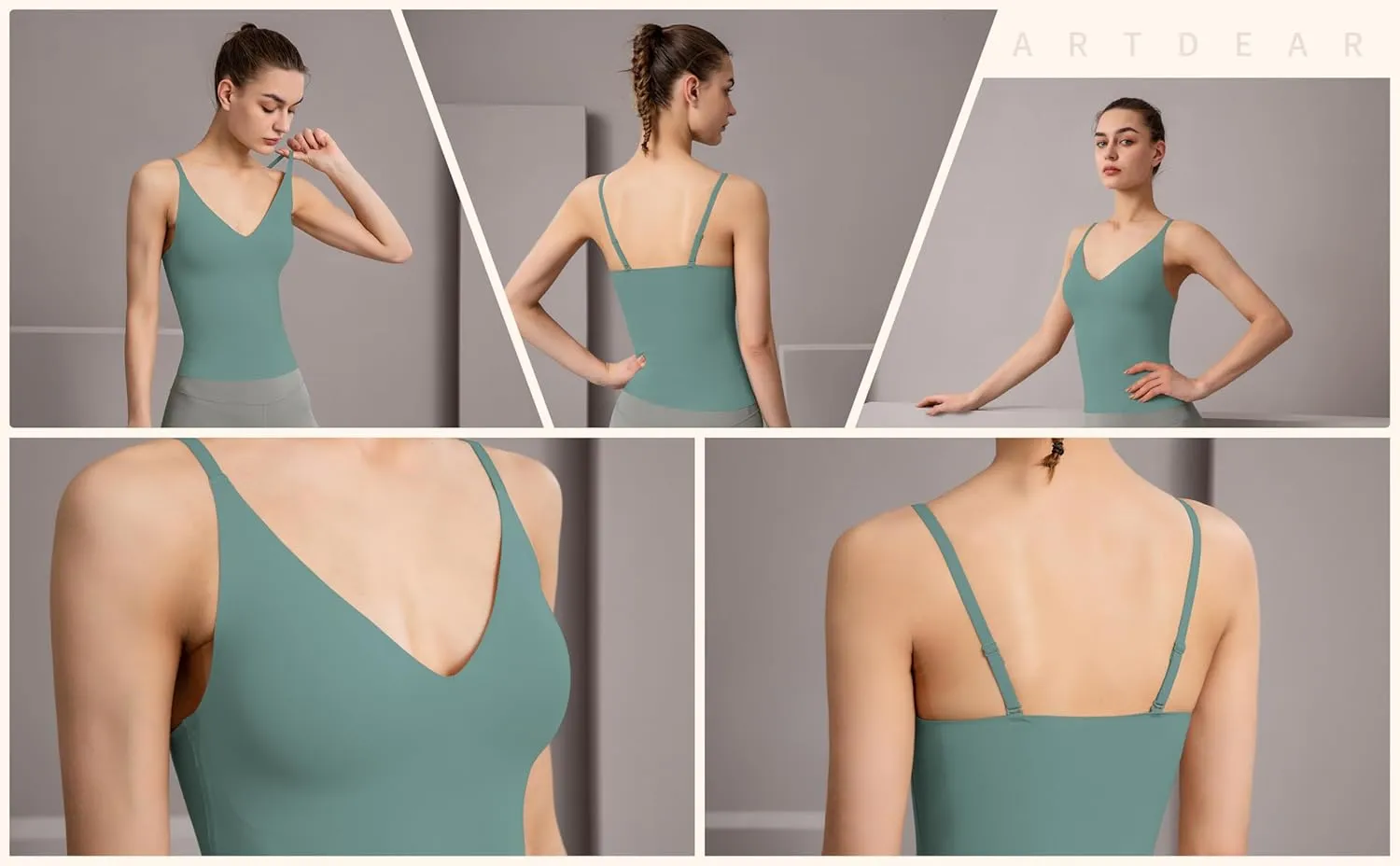 Women's Fit Camisole with Built in Bra - Spaghetti Straps Camis Tank