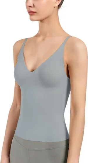 Women's Fit Camisole with Built in Bra - Spaghetti Straps Camis Tank