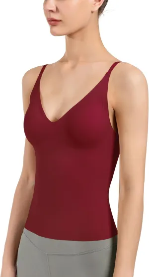 Women's Fit Camisole with Built in Bra - Spaghetti Straps Camis Tank