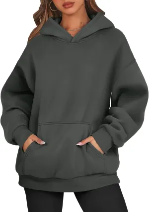 Womens Fleece Oversized Hoodie Baggy Cotton Soft Pullover Sweatshirts Drop Shoulder Fall Winter Hooded Coats w/Pocket
