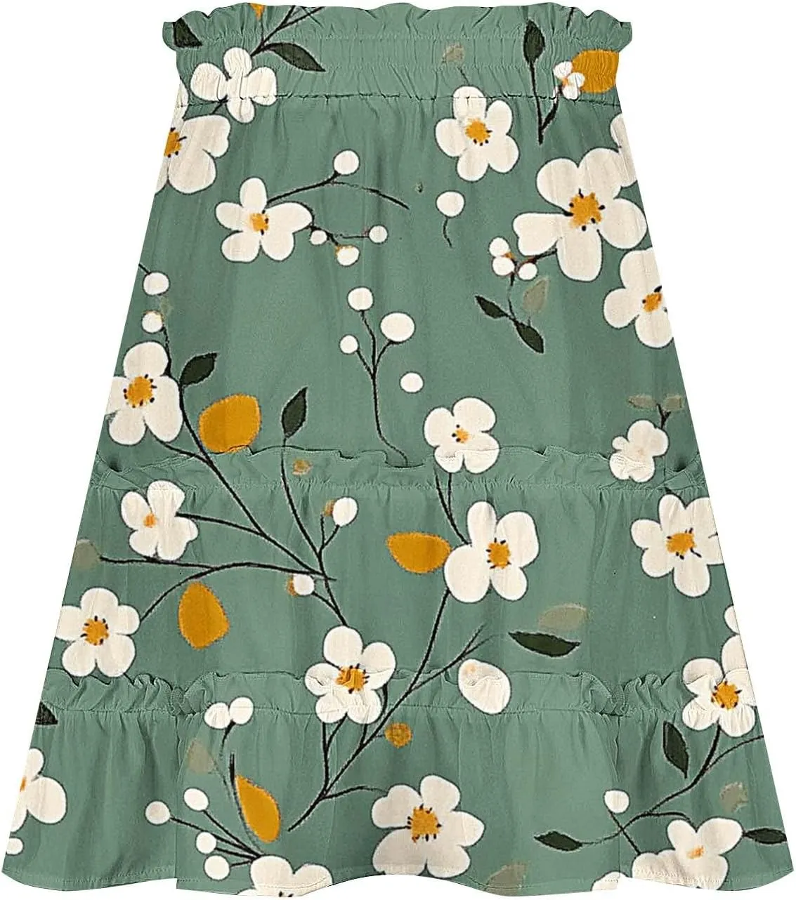 Womens Flowy High Waist Pleated Mini Skirts Casual Boho Floral Ruffle Tiered Skorts Cute Summer Fashion Shorts