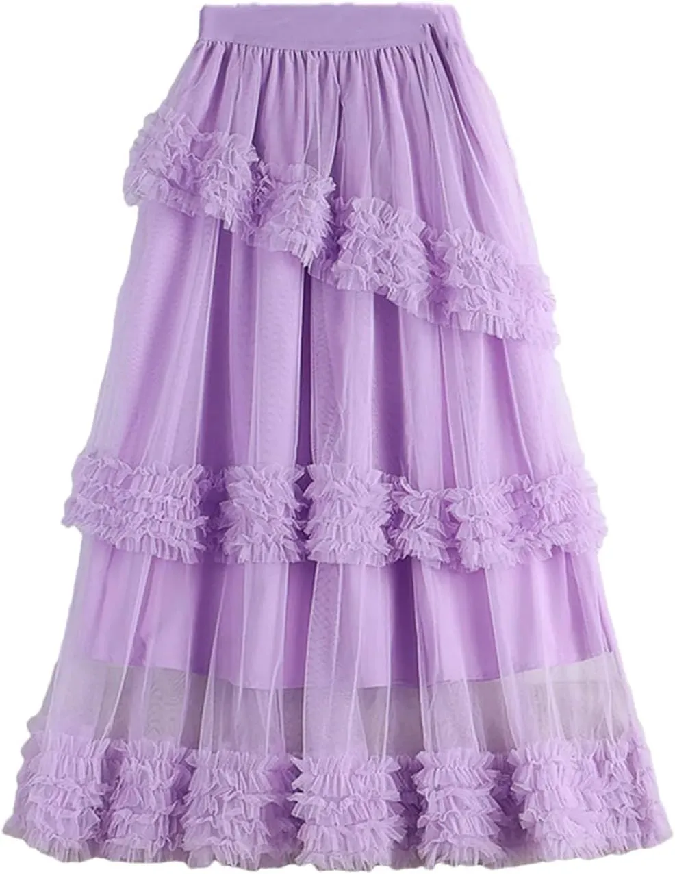 Women's Four Seasons Solid Color Skirt Midi High Waist A-Line Loose Party Skirt