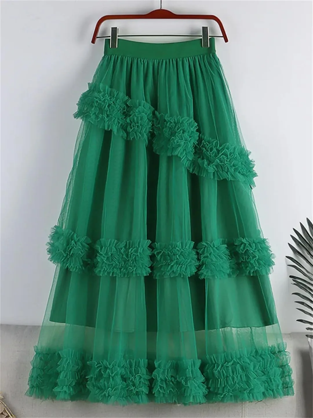 Women's Four Seasons Solid Color Skirt Midi High Waist A-Line Loose Party Skirt