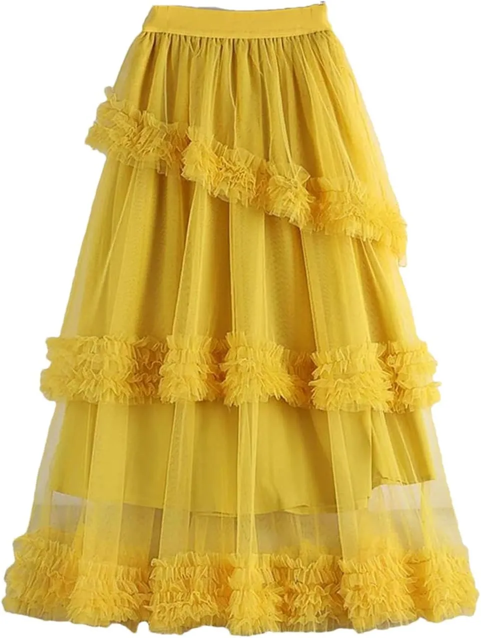 Women's Four Seasons Solid Color Skirt Midi High Waist A-Line Loose Party Skirt