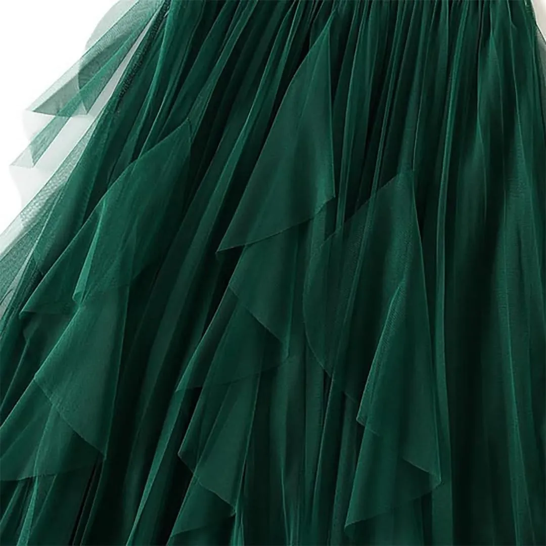 Women's Irregular Skirt Polyester Patchwork Midi High Waist A-Line Pleated Skirt