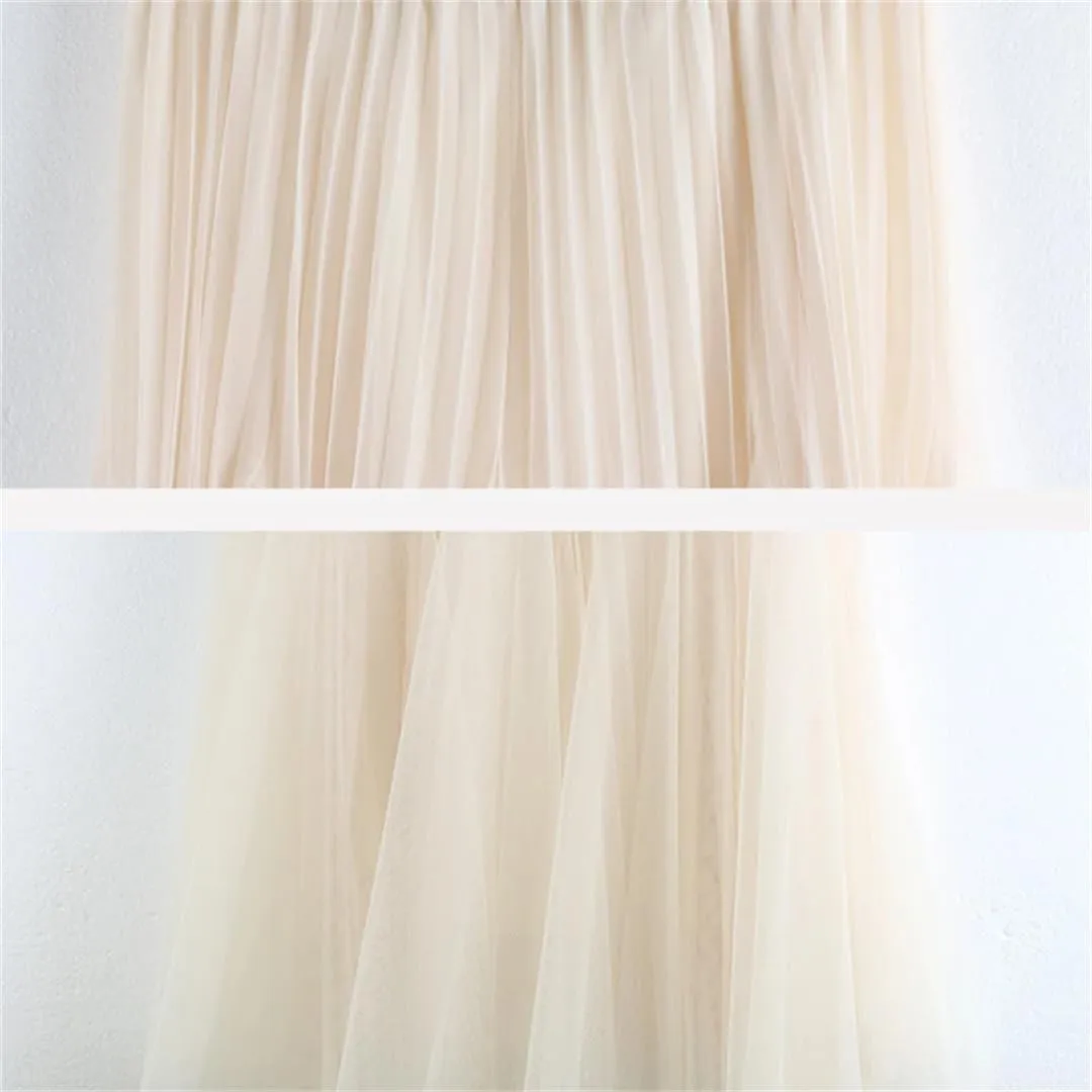 Women's Irregular Stitched Polyester Swing Pleated Skirt High Waist Midi Skirt