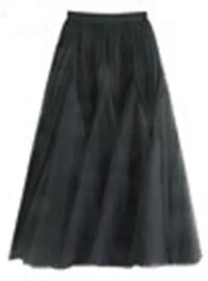 Women's Irregular Stitched Polyester Swing Pleated Skirt High Waist Midi Skirt