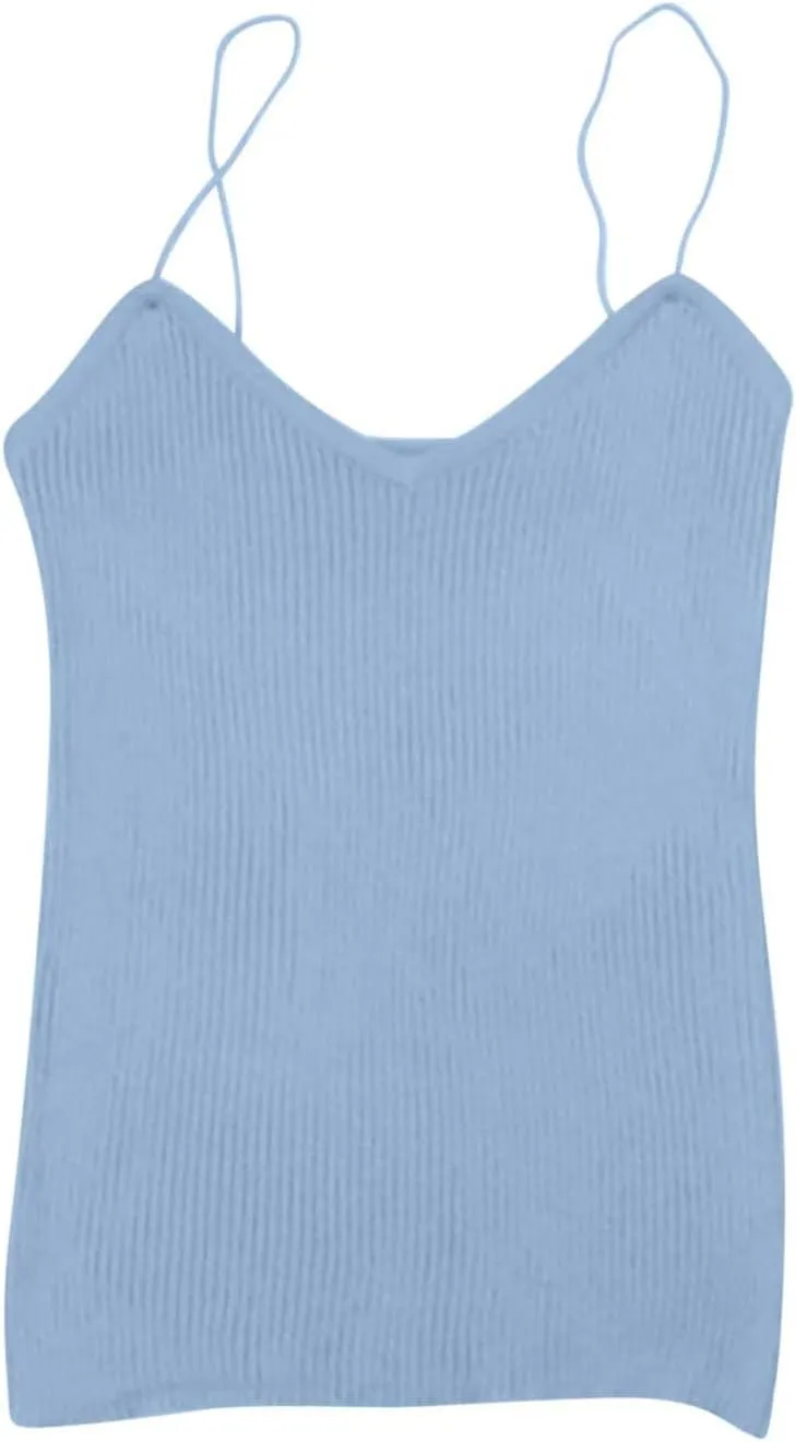 Women's Knit Tank Tops One Size Solid V-Neck Spaghetti Straps Sweater Vest Loose Fit Holiday Beach Camisole