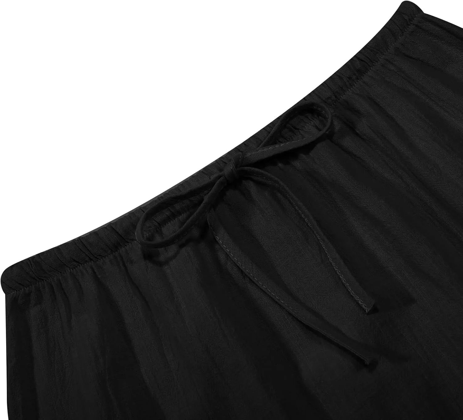 Womens Linen Maxi Skirts Drawstring Elastic High Waist A Line Casual Skirts Cute Vacation Boho Long Flowy Summer Skorts