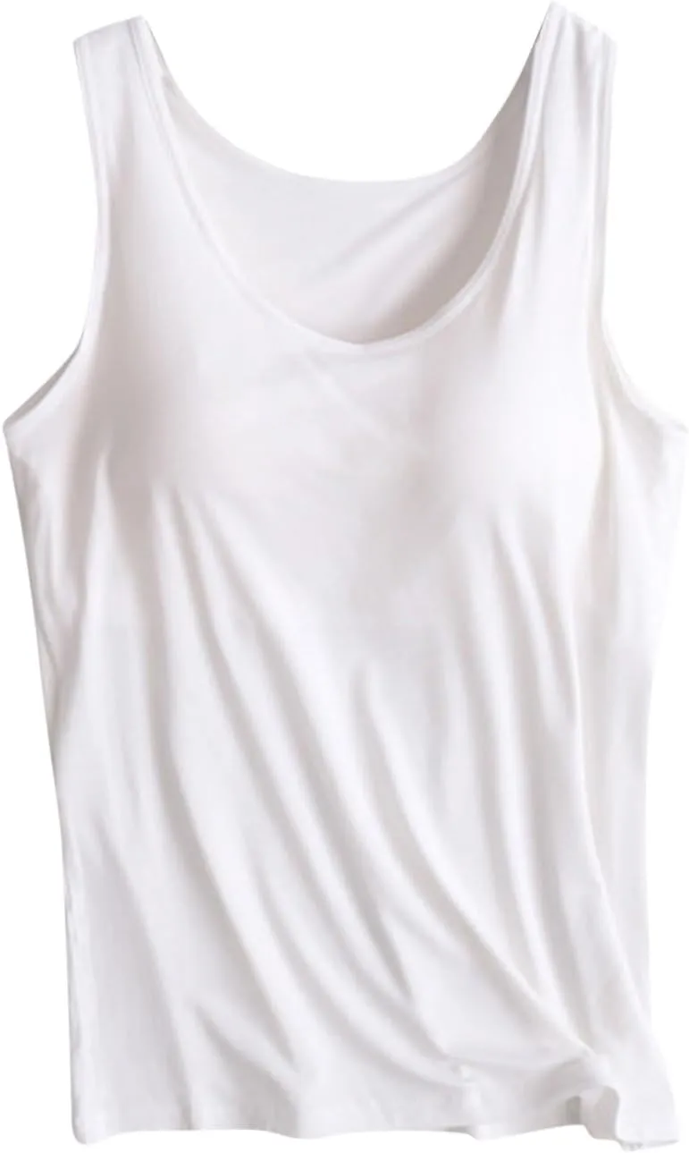 Women's Modal Cami Tank Tops,Womens 2025 Plus Size Padded Tanks with Built in Bra Camisole Plus Size Workout Tops