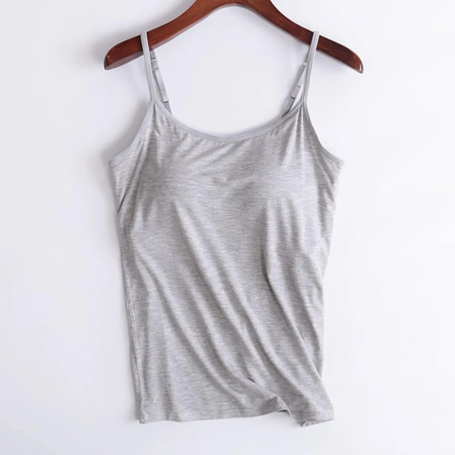 Womens Modal Camisole Spaghetti Strap Tank Tops with Shelf Bra Stretch Cami Undershirts Layer Padded Bra Yoge Camisole