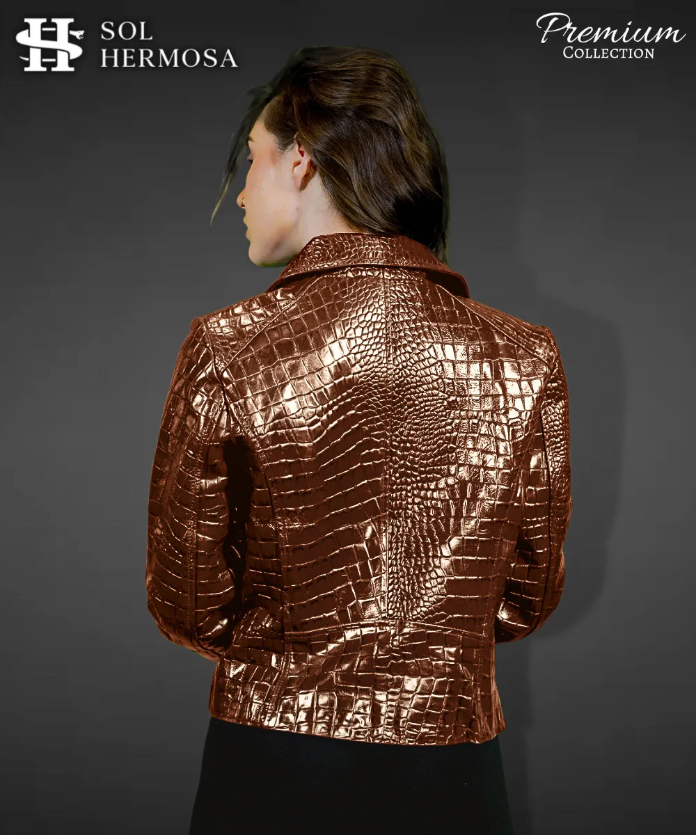 Women's Moto Leather Jacket - Athena