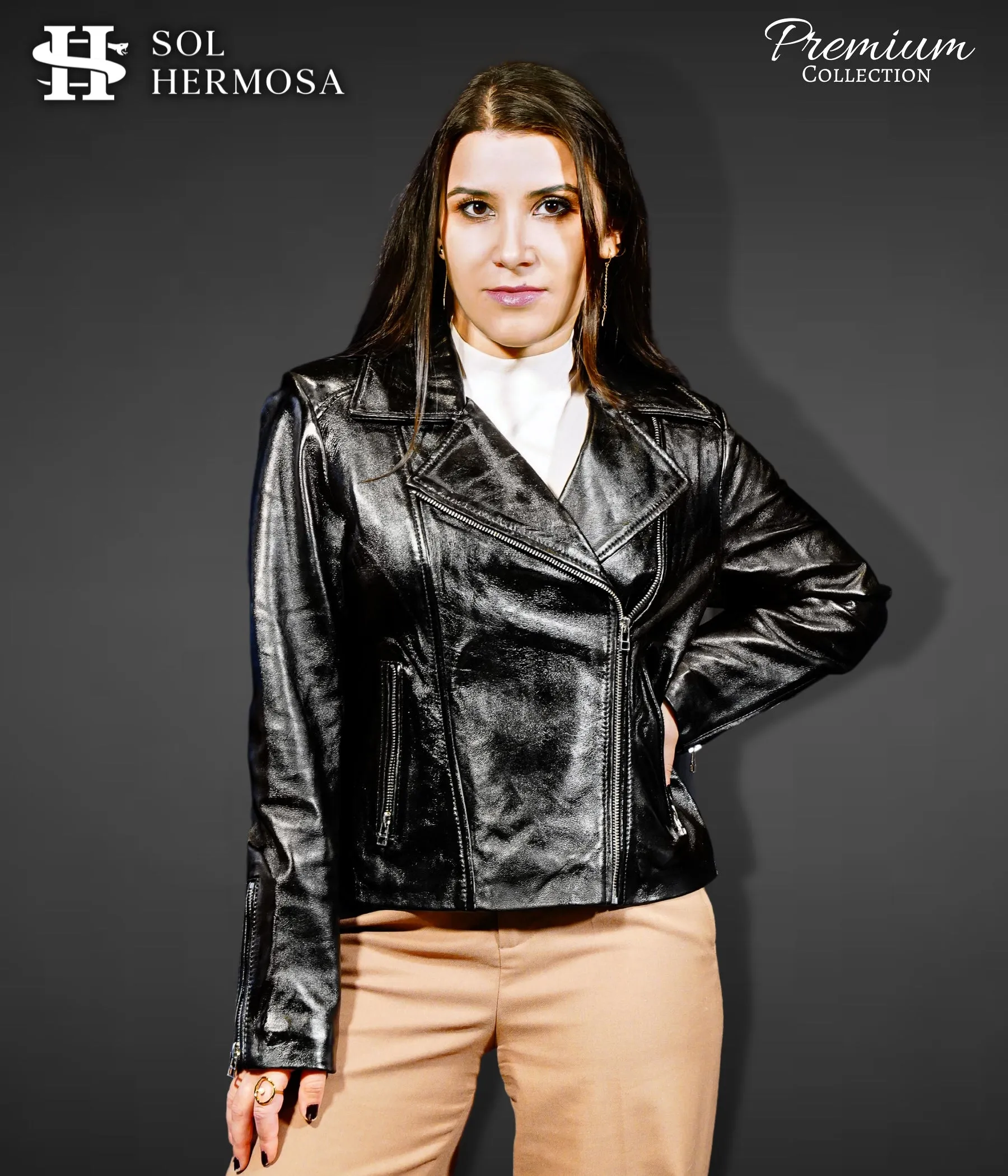 Women's Moto Leather Jacket - Athena