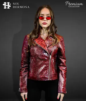 Women's Moto Leather Jacket - Athena
