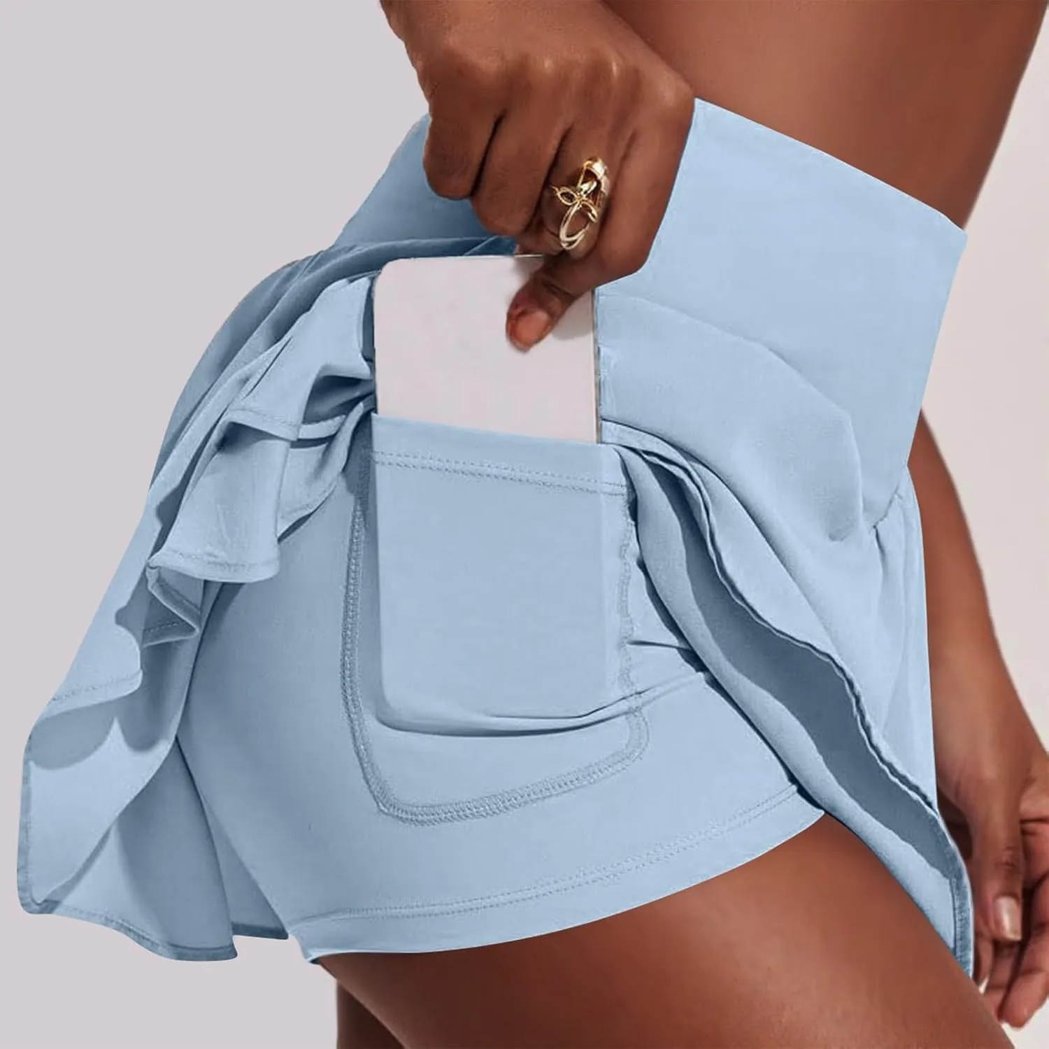 Womens Pleated Tennis Skirt with Pockets High Waisted Tummy Control Golf Athletic Shorts Workout Pickleball