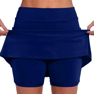 Womens Pocket Tennis Culottes Golf Athletic Tummy Control Skirt with Shorts Underneath Running Pickleball Yoga Skorts