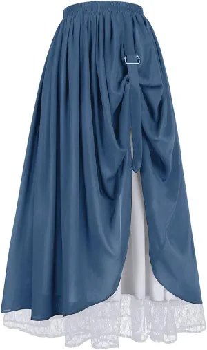 Women's Renaissance Skirts Double-Layer Maxi Long Skirt