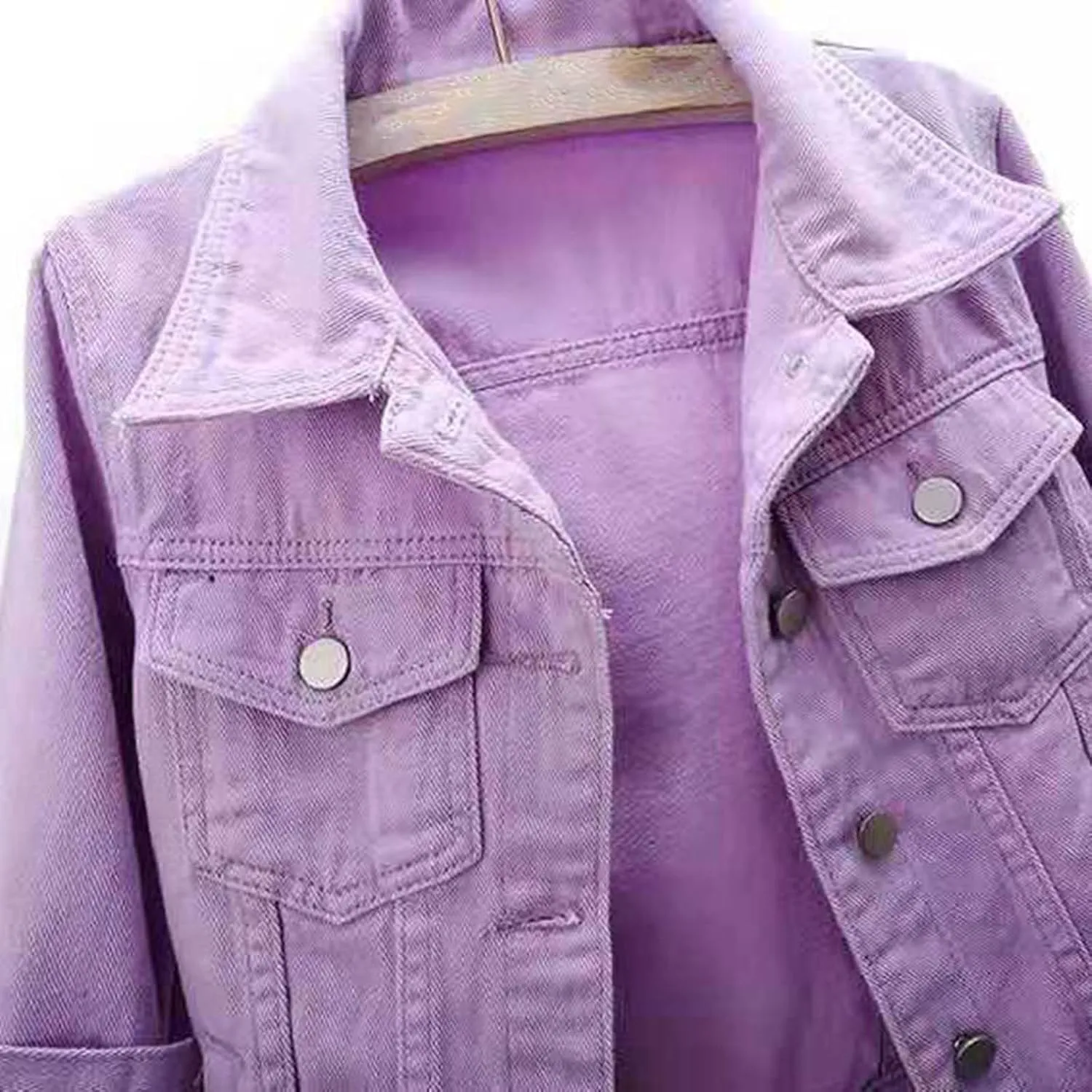 Women's Short Casual Fashion Three Quarter Sleeve Denim Jacket Jean Jacket Light Wash Womens Coat