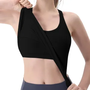 Women's Sports Yoga Tank Solid Colour Back Tight Chest Padded Top 2025 Summer Fashion Vest