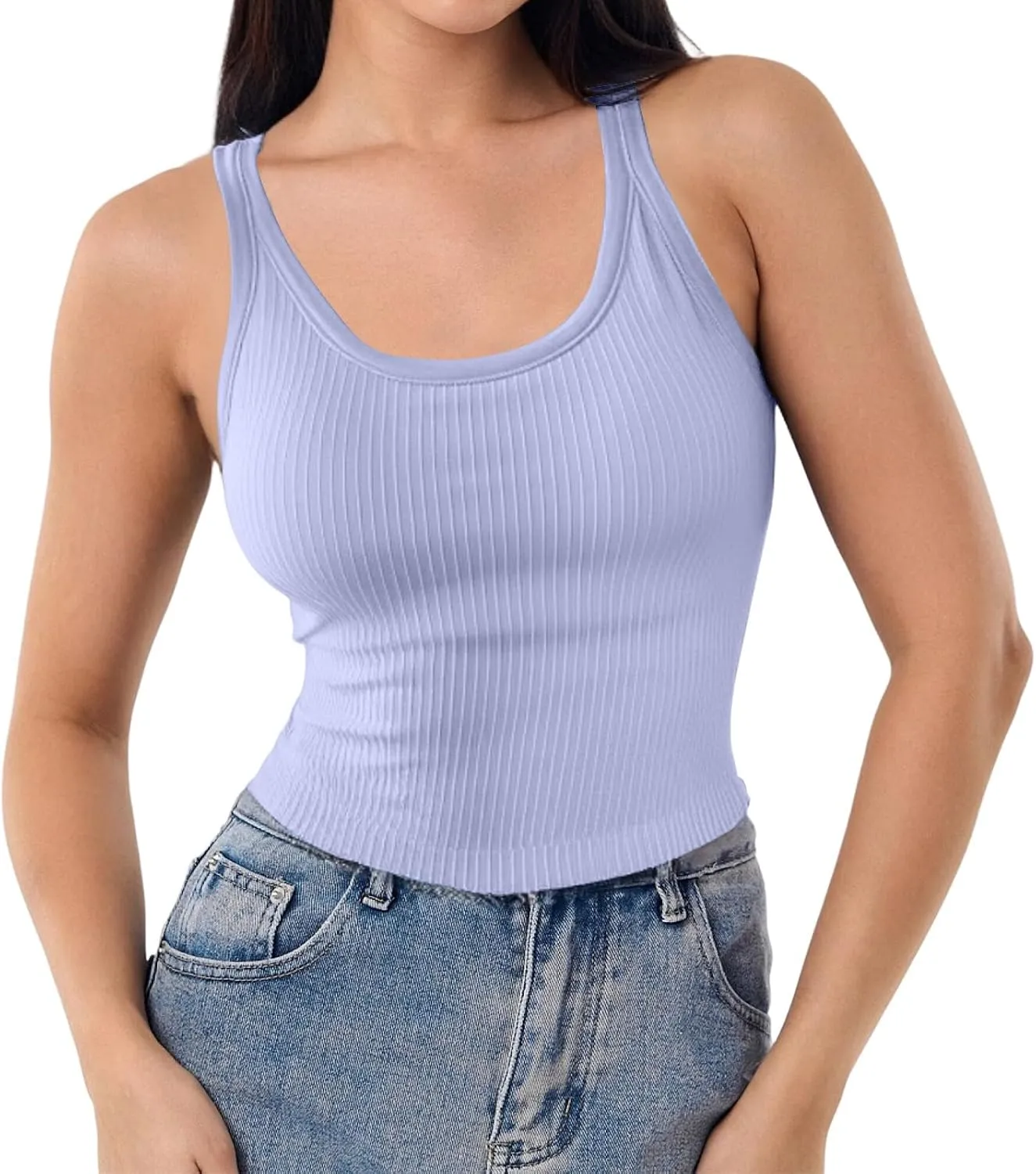 Women's Sports Yoga Tank Solid Colour Back Tight Chest Padded Top 2025 Summer Fashion Vest