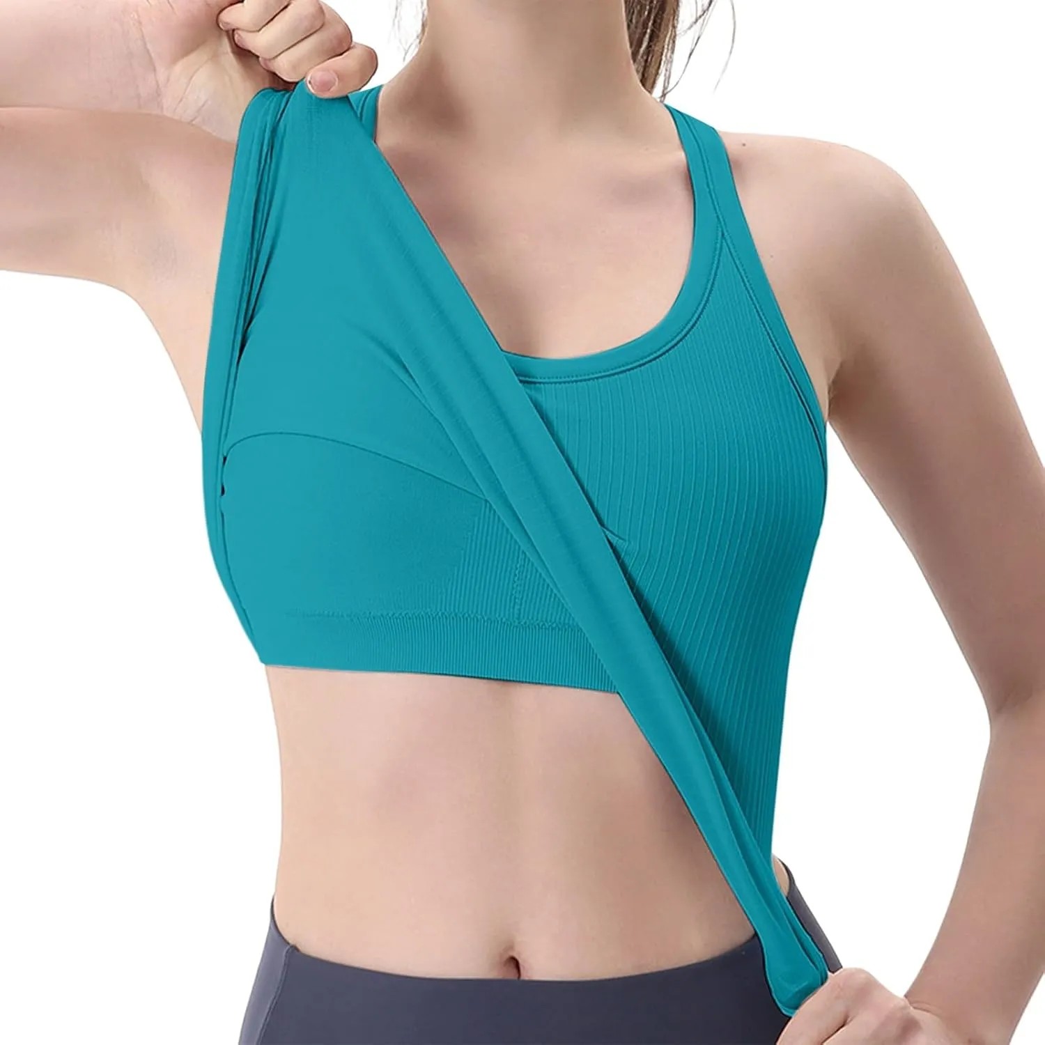 Women's Sports Yoga Tank Solid Colour Back Tight Chest Padded Top 2025 Summer Fashion Vest