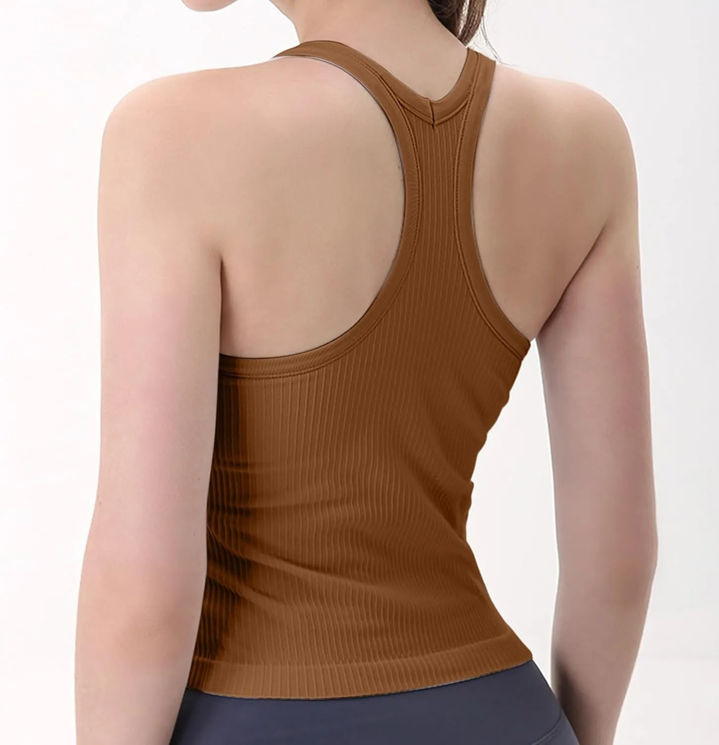 Women's Sports Yoga Tank Solid Colour Back Tight Chest Padded Top 2025 Summer Fashion Vest
