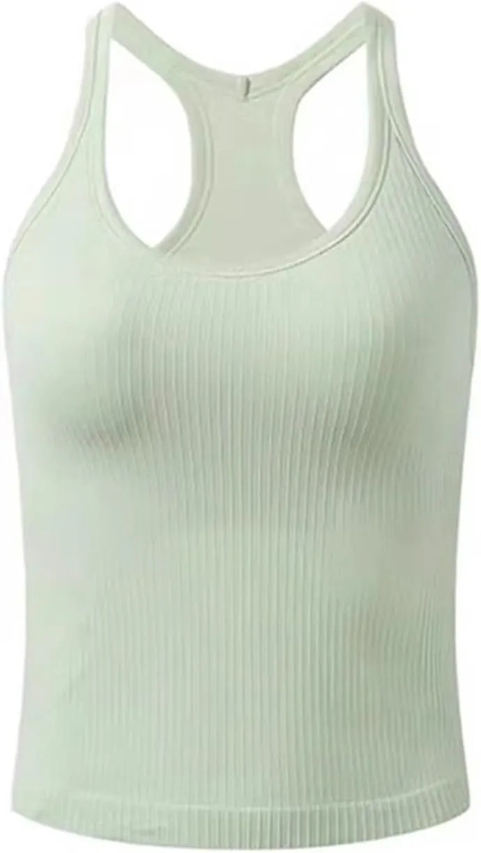 Women's Sports Yoga Tank Solid Colour Back Tight Chest Padded Top 2025 Summer Fashion Vest