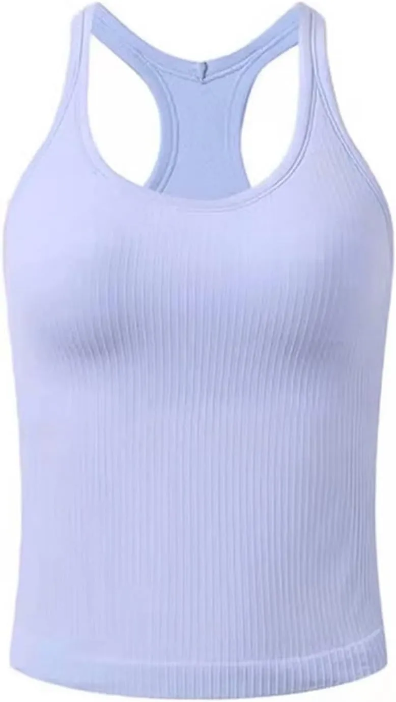 Women's Sports Yoga Tank Solid Colour Back Tight Chest Padded Top 2025 Summer Fashion Vest