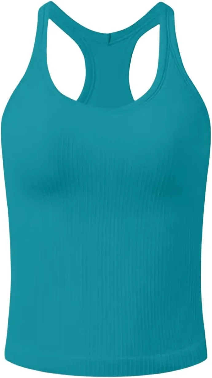 Women's Sports Yoga Tank Solid Colour Back Tight Chest Padded Top 2025 Summer Fashion Vest