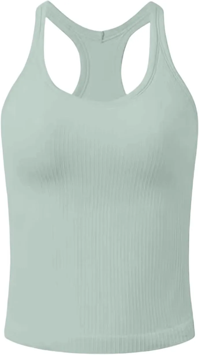 Women's Sports Yoga Tank Solid Colour Back Tight Chest Padded Top 2025 Summer Fashion Vest