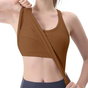Women's Sports Yoga Tank Solid Colour Back Tight Chest Padded Top 2025 Summer Fashion Vest