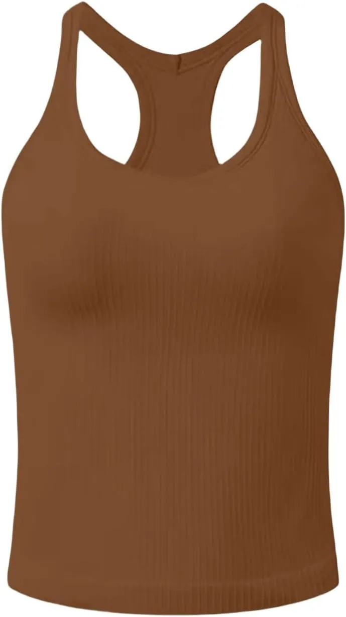Women's Sports Yoga Tank Solid Colour Back Tight Chest Padded Top 2025 Summer Fashion Vest