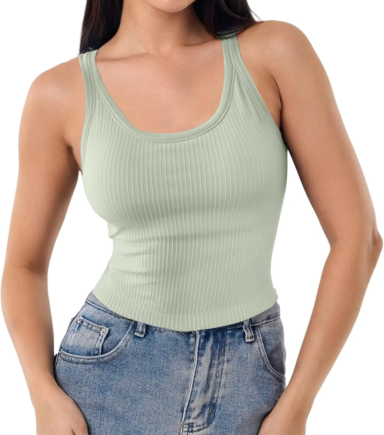 Women's Sports Yoga Tank Solid Colour Back Tight Chest Padded Top 2025 Summer Fashion Vest